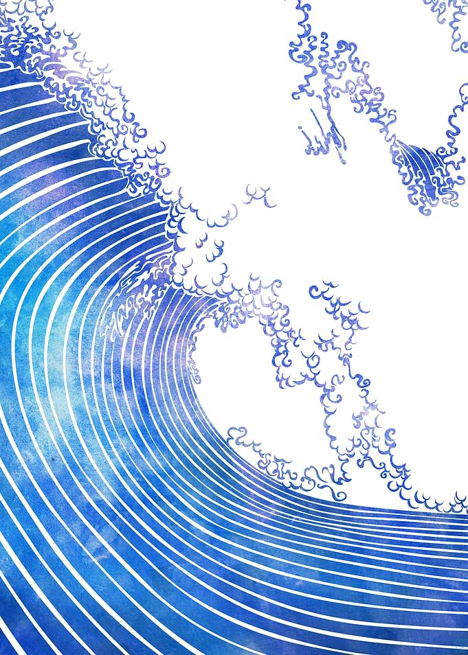Pacific Wave IV — A wave rendered in vector lines and w ...