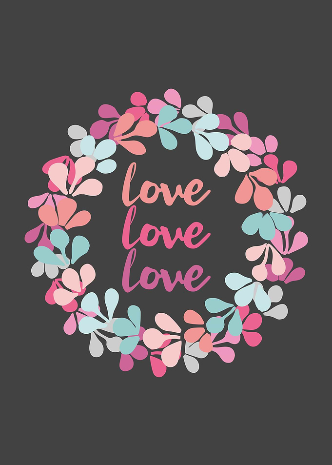 Pastel floral wreath with love