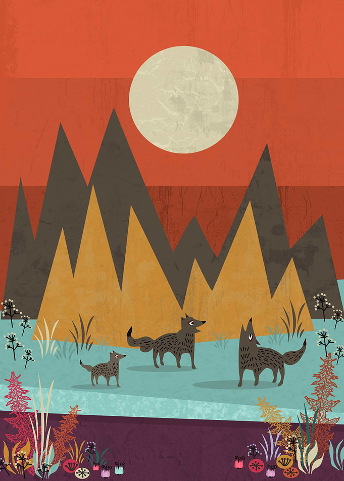 A cute wolf pack in an enchanted scenery!!!