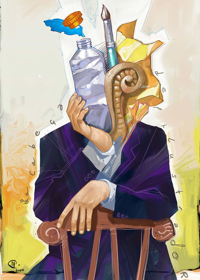 portrait showing the illustrator´s head