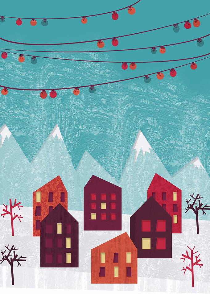 A holiday scenery of a winter village!