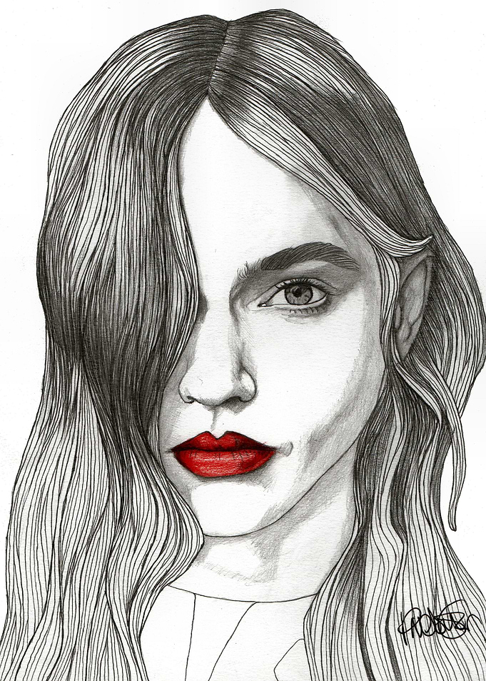 Sasha with Red Lips Part of a series of illustrations c ...