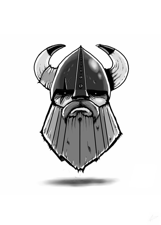 Just a floating head of a viking.