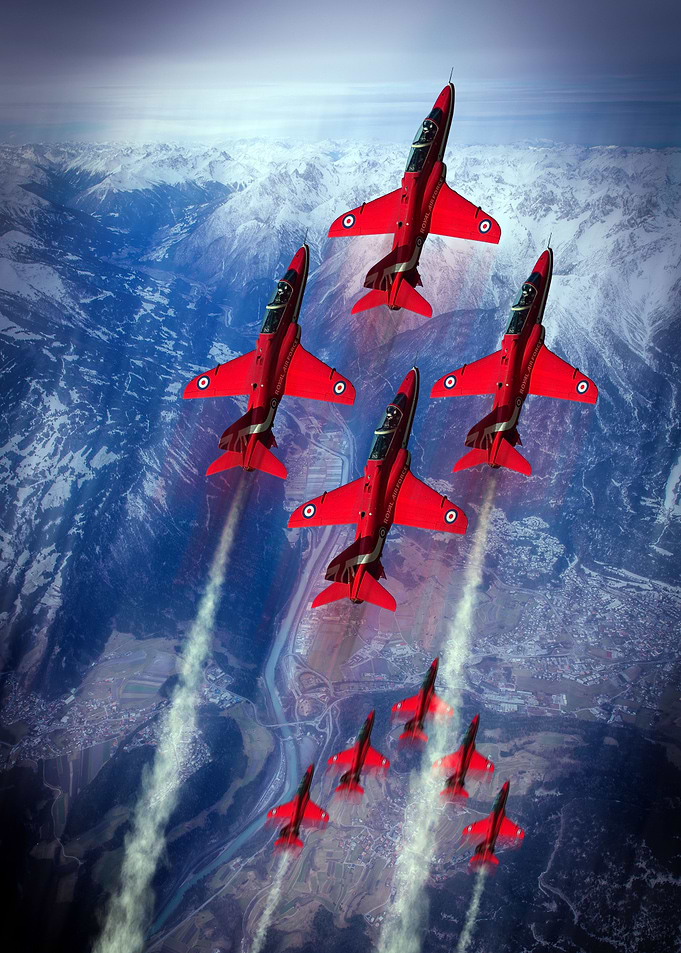 The RAF Red Arrows display team. The Red Arrows fly th ...