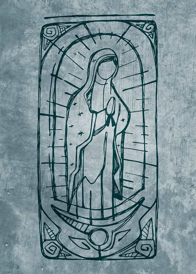 Hand drawn vector illustration or drawing of Mary Virgi ...