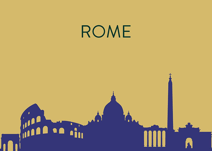 A minimal landscape poster of Rome's amazing skyline. T ...