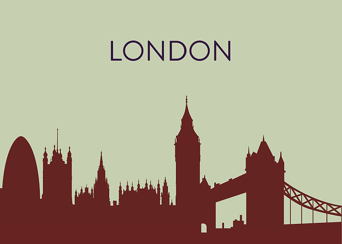 A minimal landscape poster of London's amazing skyline. ...