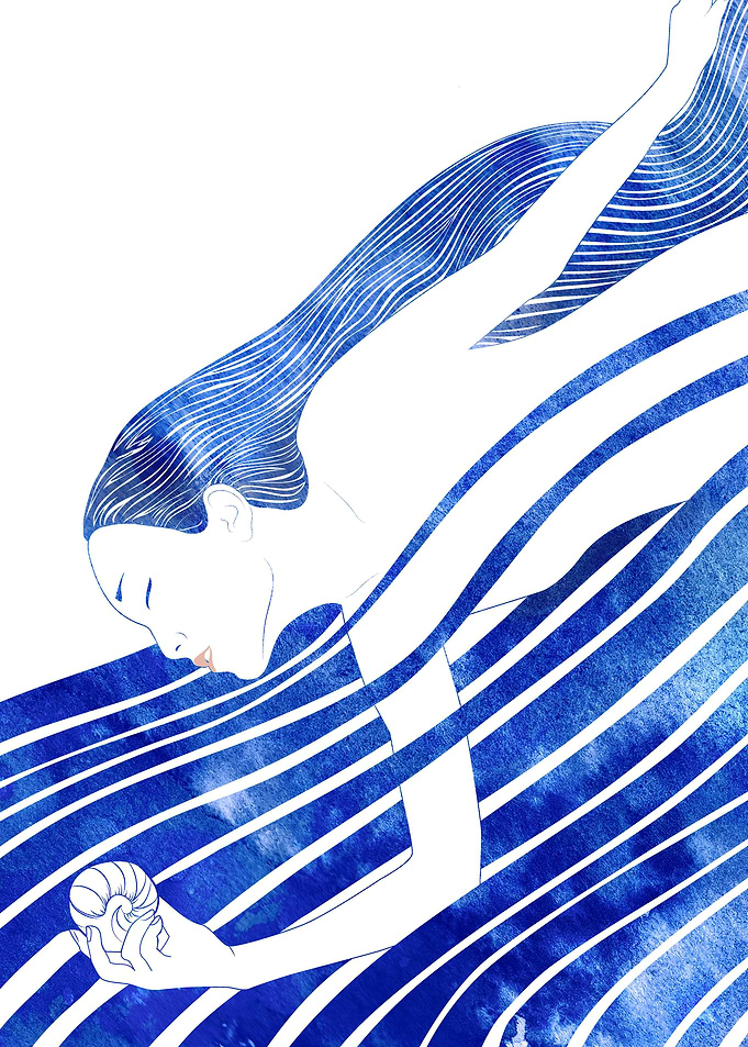 Water Nymph 65— A mythological sea nymph created with h ...