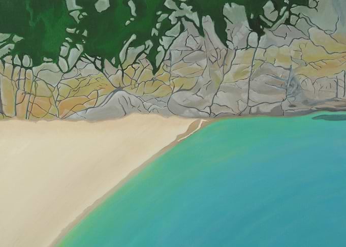 Curno.Looking down onto porthcurno beach.