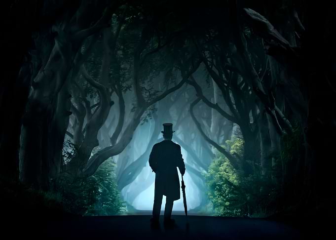 Top hat man in the Dark Hedges Alley