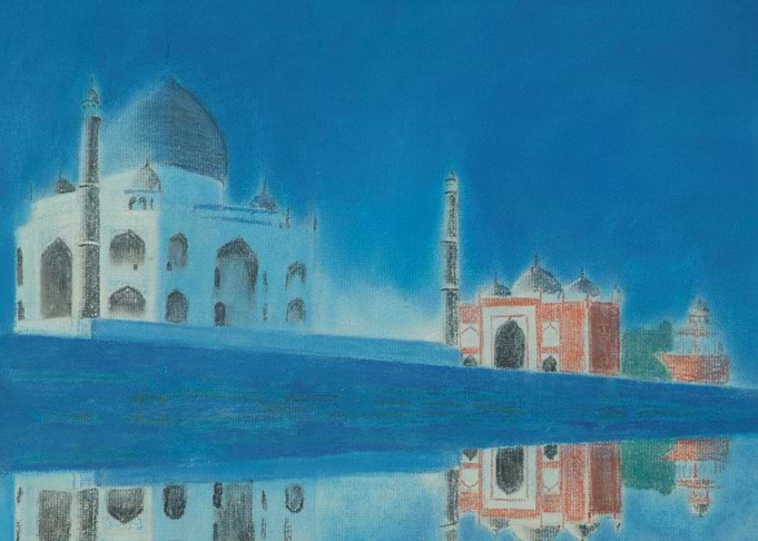 Taj.A reflection of the Taj Mahal,
