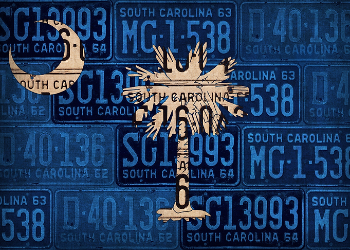 South Carolina USA State Flag Recycled Vintage License ...