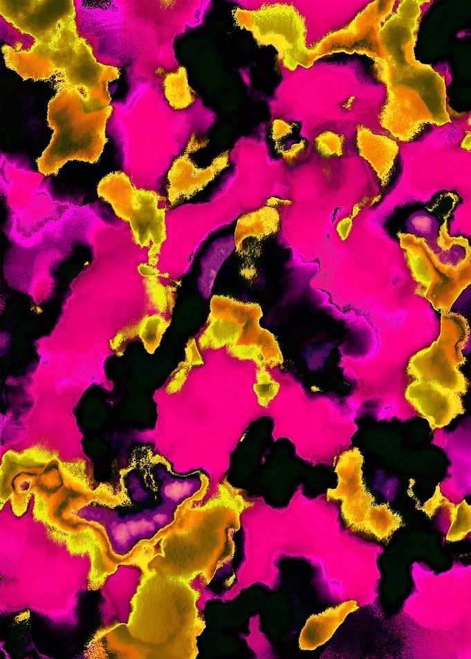 Hot Pink and Gold Marble Abstract Watercolor by Lisa Gu ...