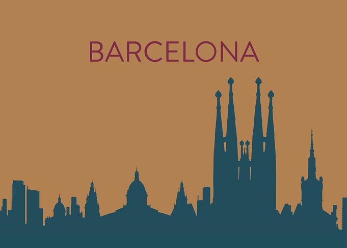 A minimal landscape poster of Barcelona's fantastic sky ...