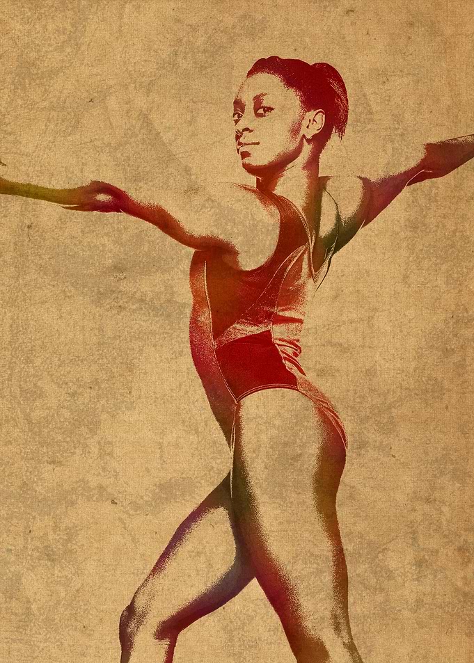 Simone Biles Olympic Gymnast USA Watercolor Portrait