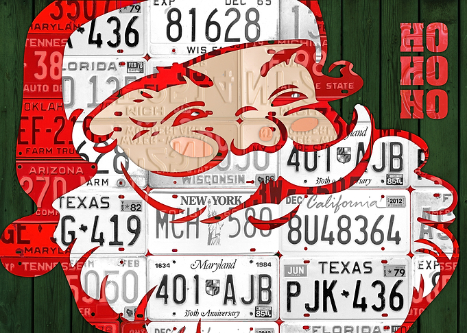 Santa Claus Ho Ho Ho recycled Vintage License Plate Art ...