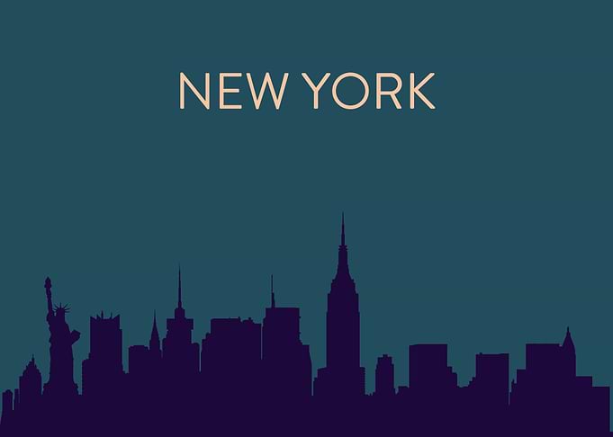 A minimal landscape poster of New York's iconic skyline ...