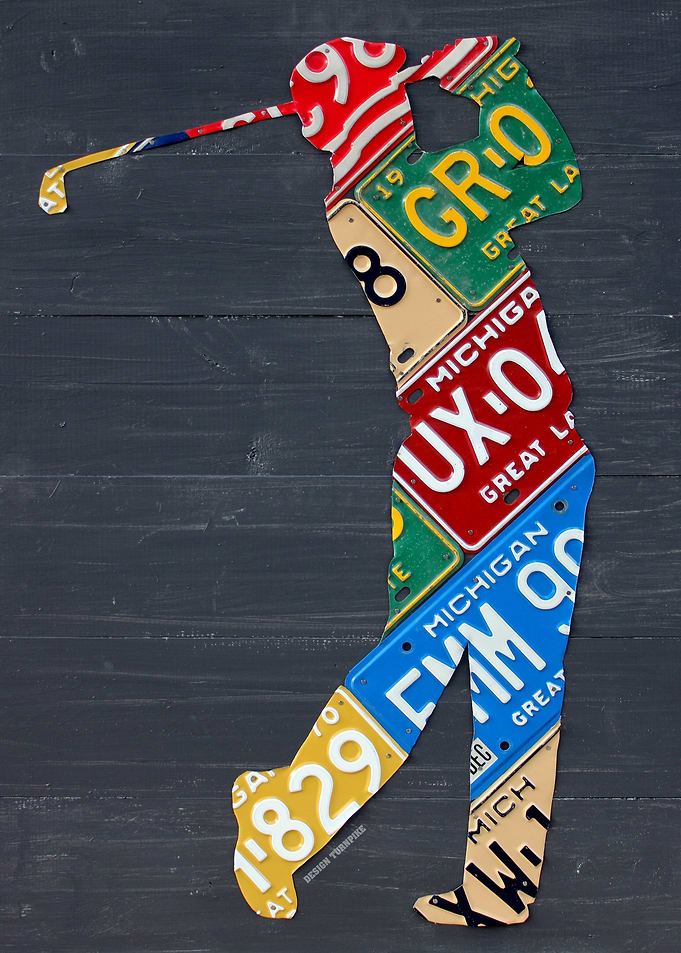 Golfer License Plate Art