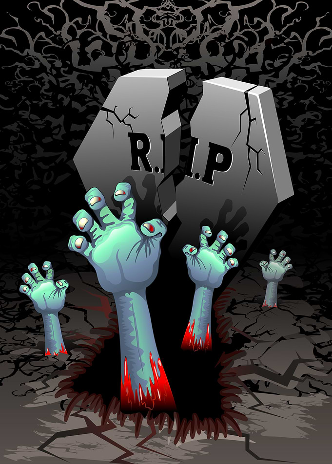 Zombie Bloody Hands on Cemetery