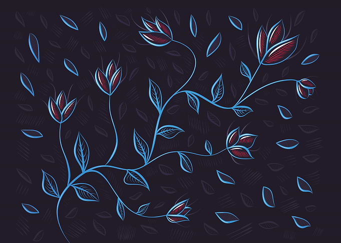 Beautiful abstract flowers illustration of neon glowing ...