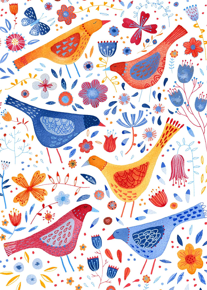 Birds in a Garden