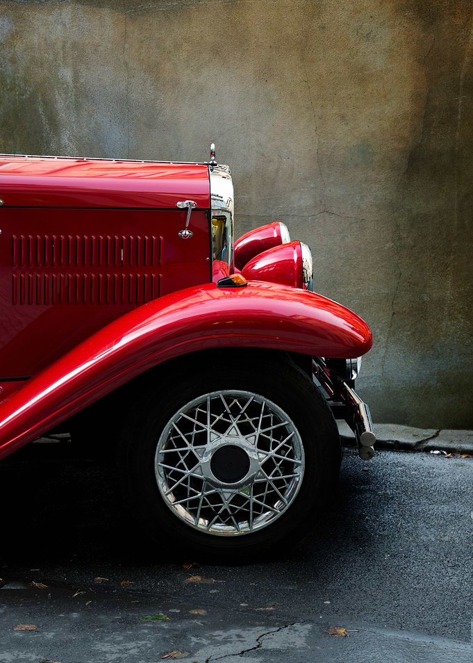 Beautiful old red automobile