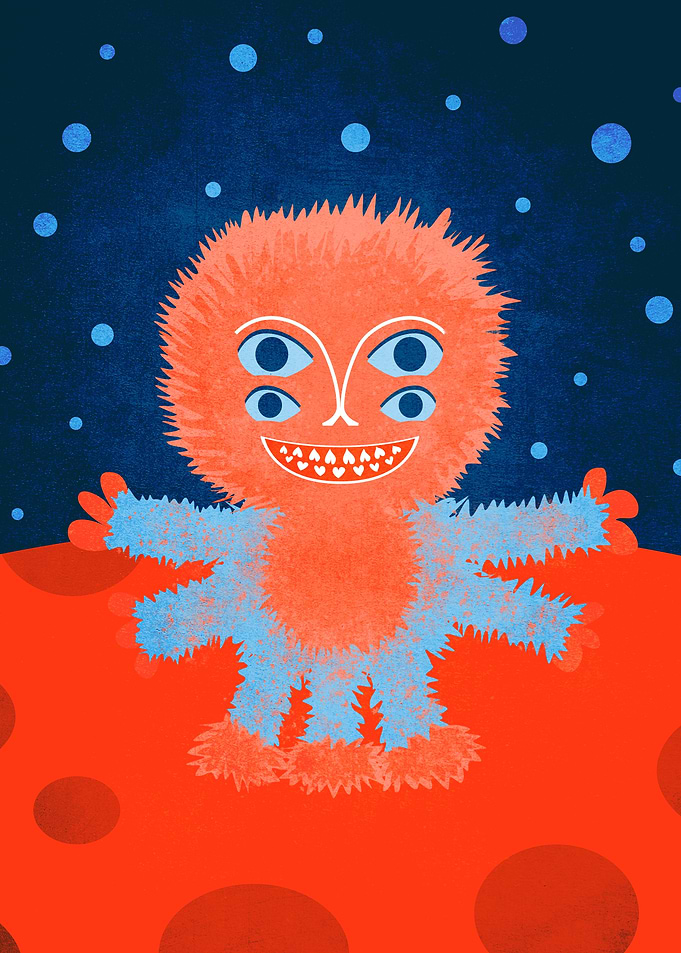 Smiling furry alien who comes from the planet Focus – a ...