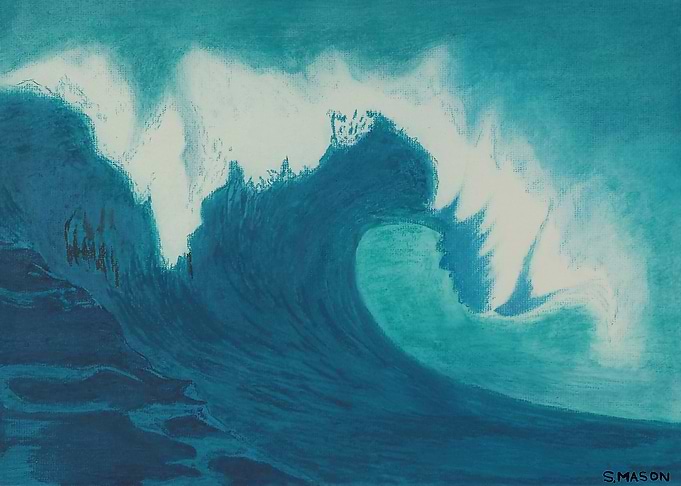 Breaking Wave,A breaking wave in pastel.