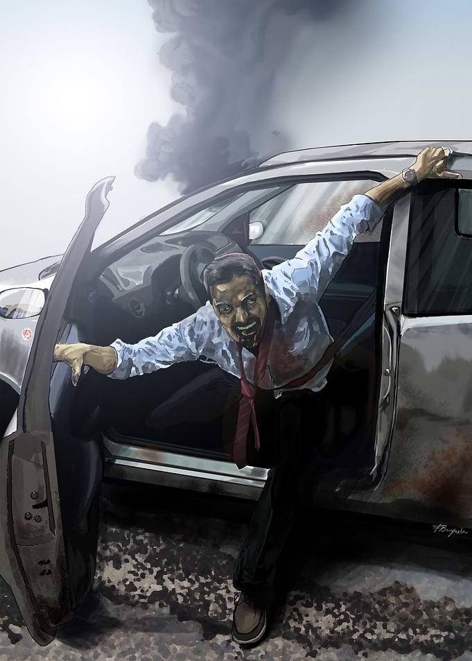 Digital illustration about a zombie getting out from a ...