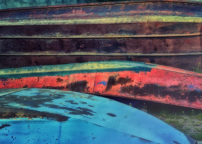 Old boats upside down