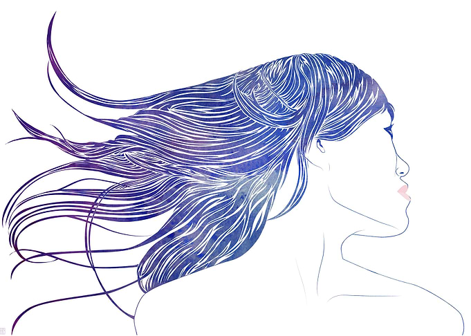 Tresses V - A beauty with long tresses by artist Stevyn ...
