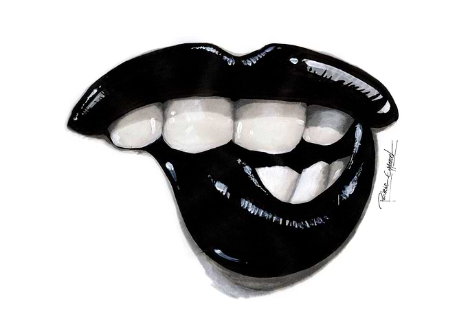 'Black lips ' Dessin au feutre promarker . Felt pen dr ...