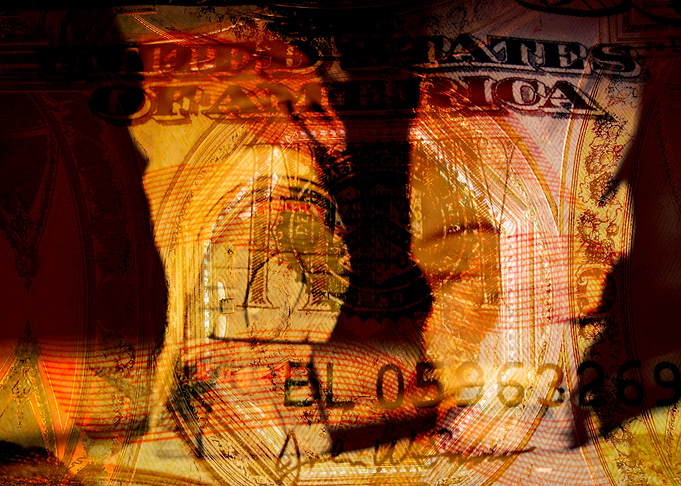 Image shows walking away with money overlaid.
