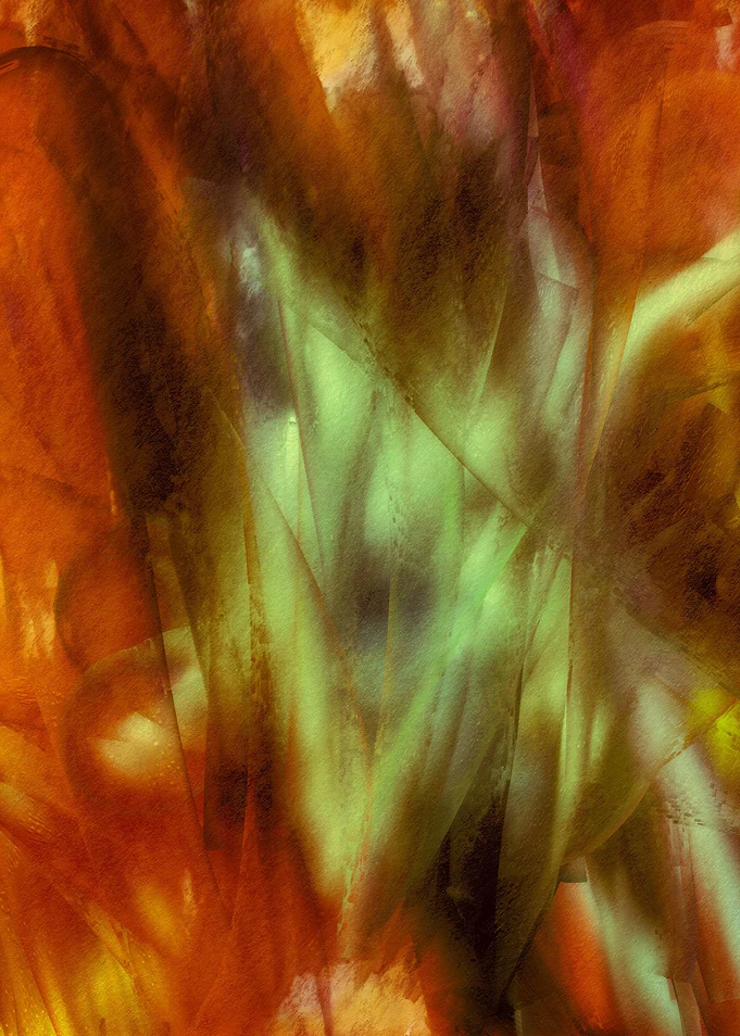 Abstract painting with brush strokes in autumn colors.