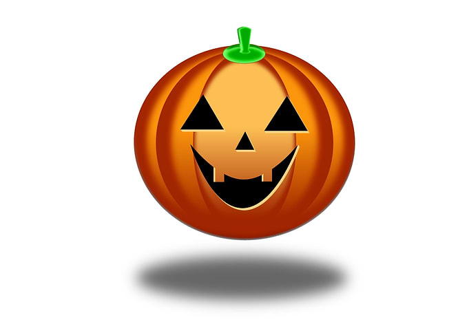 Halloween Pumpkin Smiling orange Halloween pumpkin on w ...