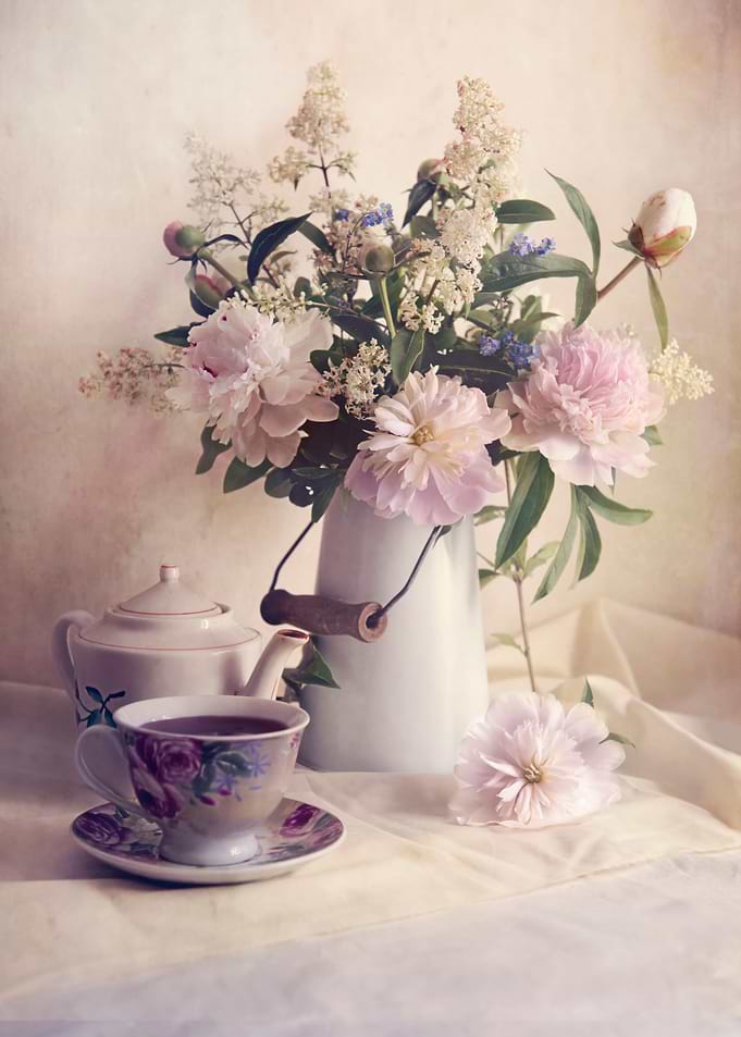 Still life with fresh flowers