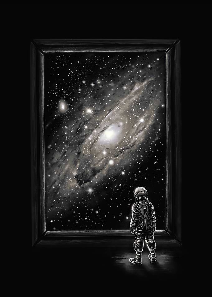 Looking Through a Masterpiece - Astronaut looking throu ...