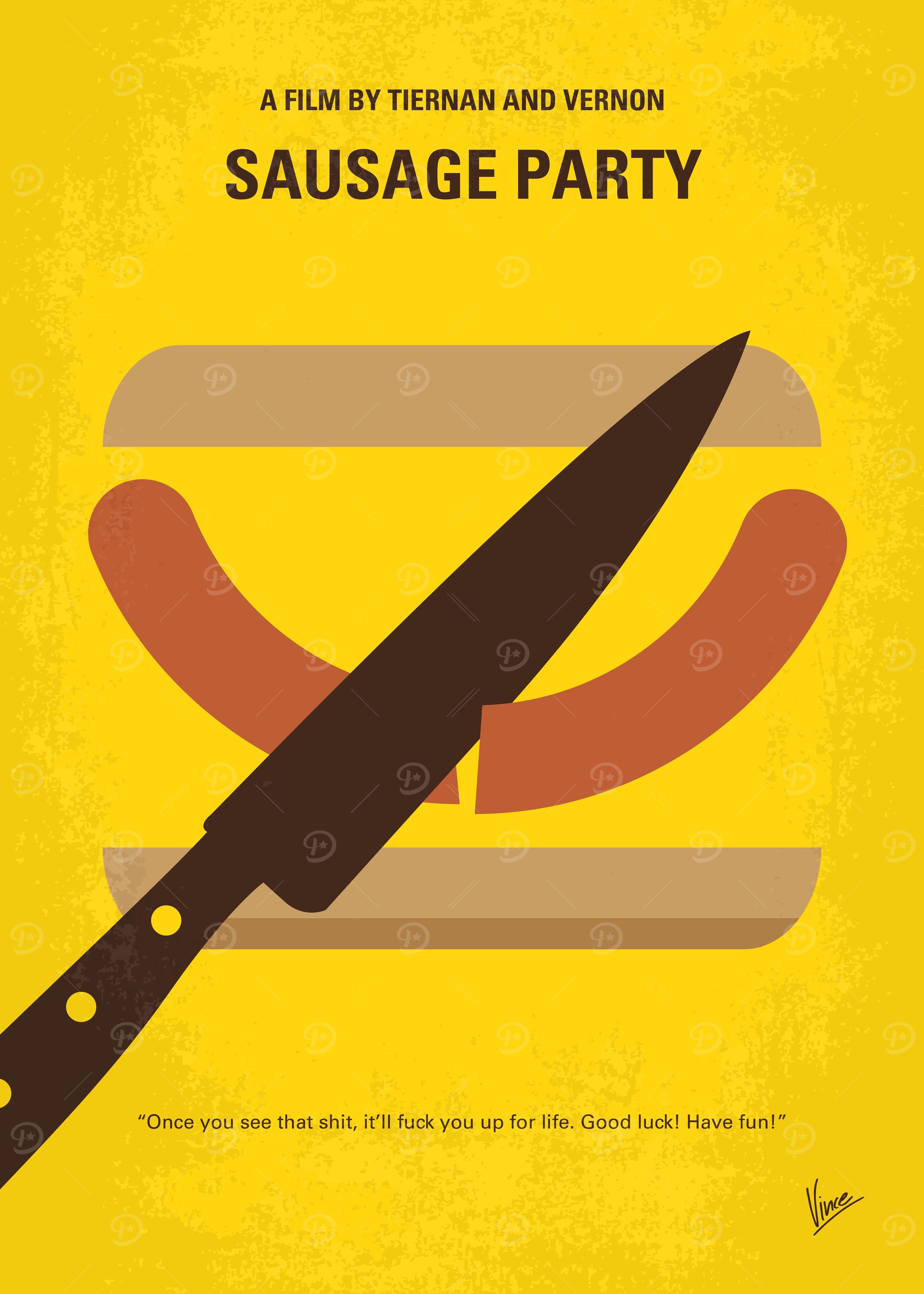 No704 My Sausage Party minimal movie poster A sausage ...
