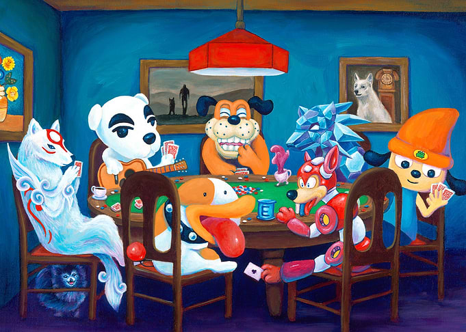 Video Game Dogs Playing Poker