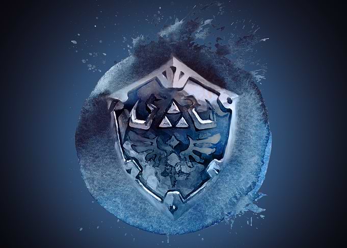 The Legend of Zelda Hyrule shield watercolor