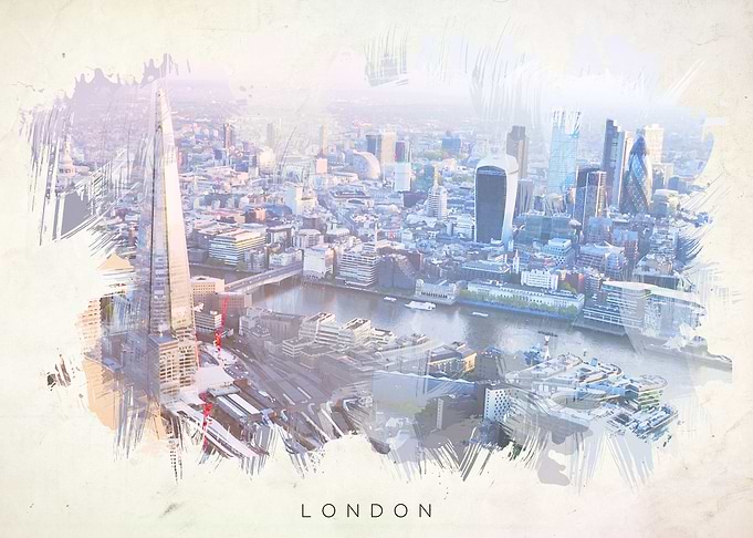 Watercolor abstract of London.