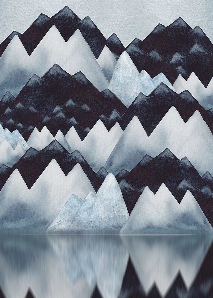 Watercolor Mountain Scene