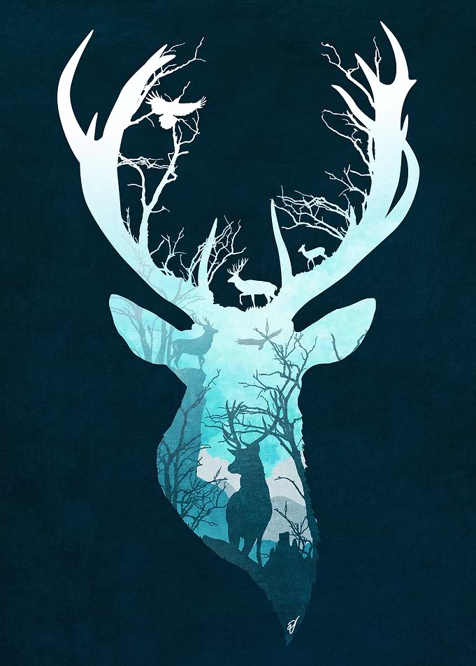 Deer Blue Winter