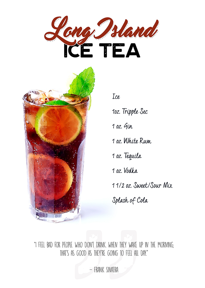 Cocktail - Long Island Ice Tea with the ingredient list ...