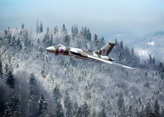 A Vulcan Bomber snow scene