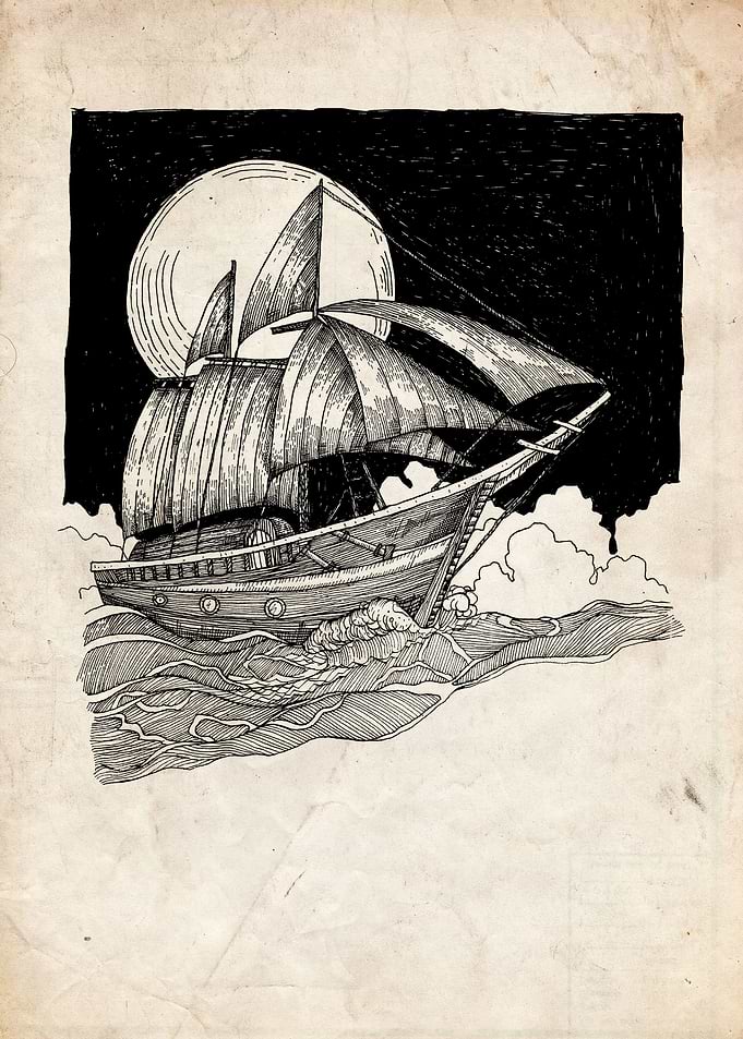 Pirate Ship and the ocean