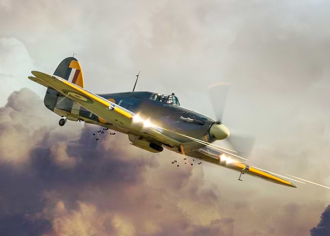 Sea Hurricane with guns at full chatter