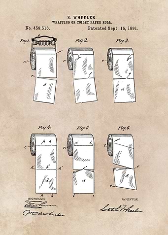 patent - Wheeler - Wrapping or Toilet paper roll - 1891 ...