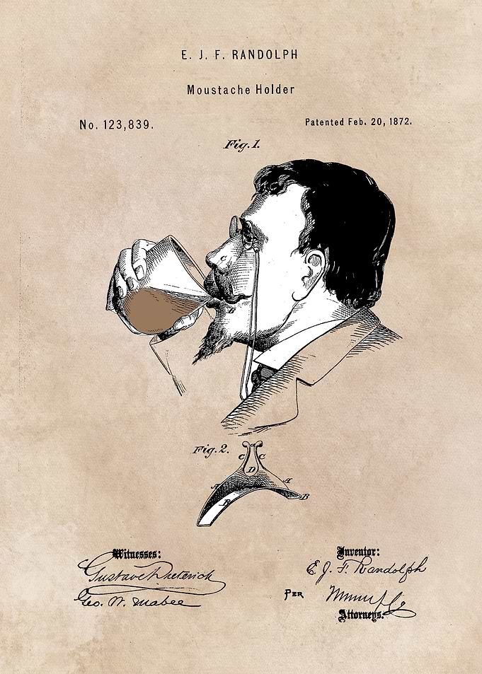 patent - moustache holder - Randolph - 1872