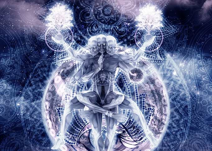 Glowing visionary with sacred geometry, and nature; pro ...